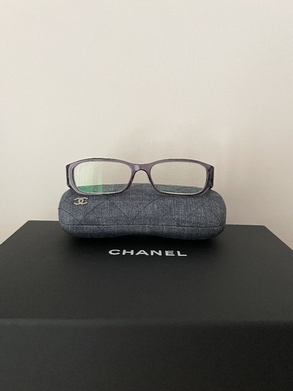 CHANEL Denim Fabric Purple Color Eyeglasses Frames